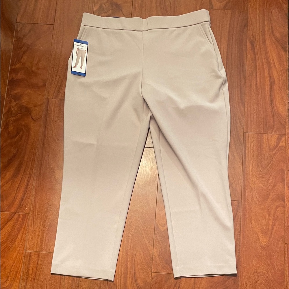 Beige Cropped Dress Pants